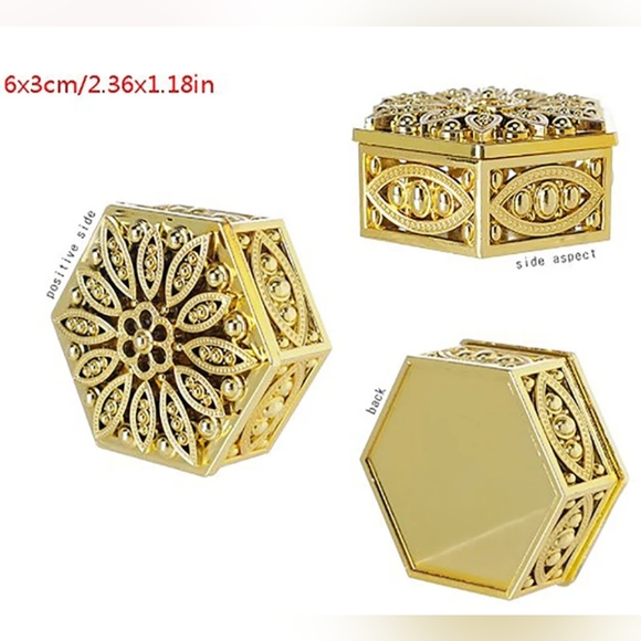 Hexagon Shape Storage Trinket Box Case w/ Crown Jewels - Picture 17 of 17